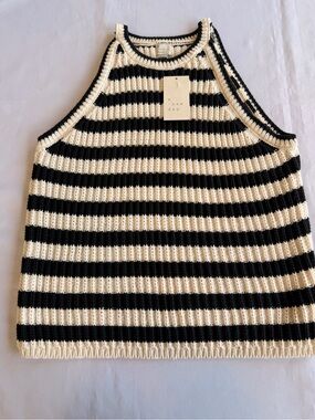 NWT a new day Black & White Striped Knit Tank Top Size XL